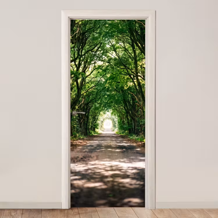 Deursticker - Weg - Bomen - Natuur - Groen — 1