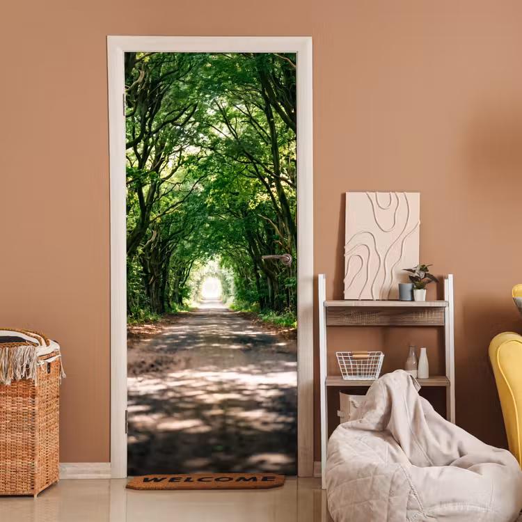 Deursticker - Weg - Bomen - Natuur - Groen — 2