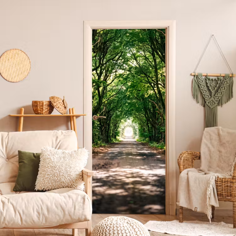 Deursticker - Weg - Bomen - Natuur - Groen — 4