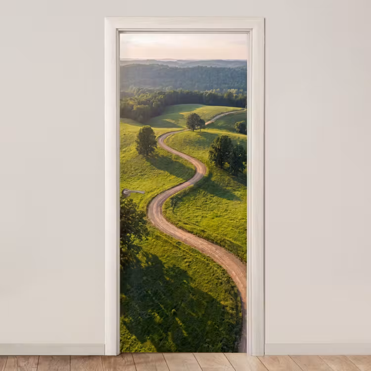 Deursticker - Weg - Weide - Natuur - Groen — 1