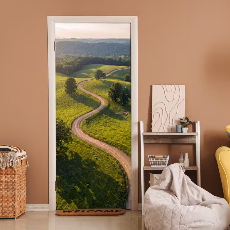 Deursticker - Weg - Weide - Natuur - Groen — 2