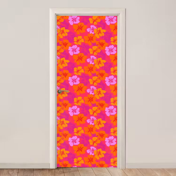 Deursticker - Zomers - Hibiscus - Kleurrijk — 1