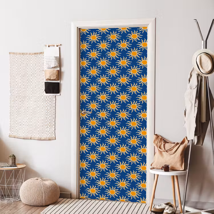 Deursticker - Zon - Patroon - Blauw — 8