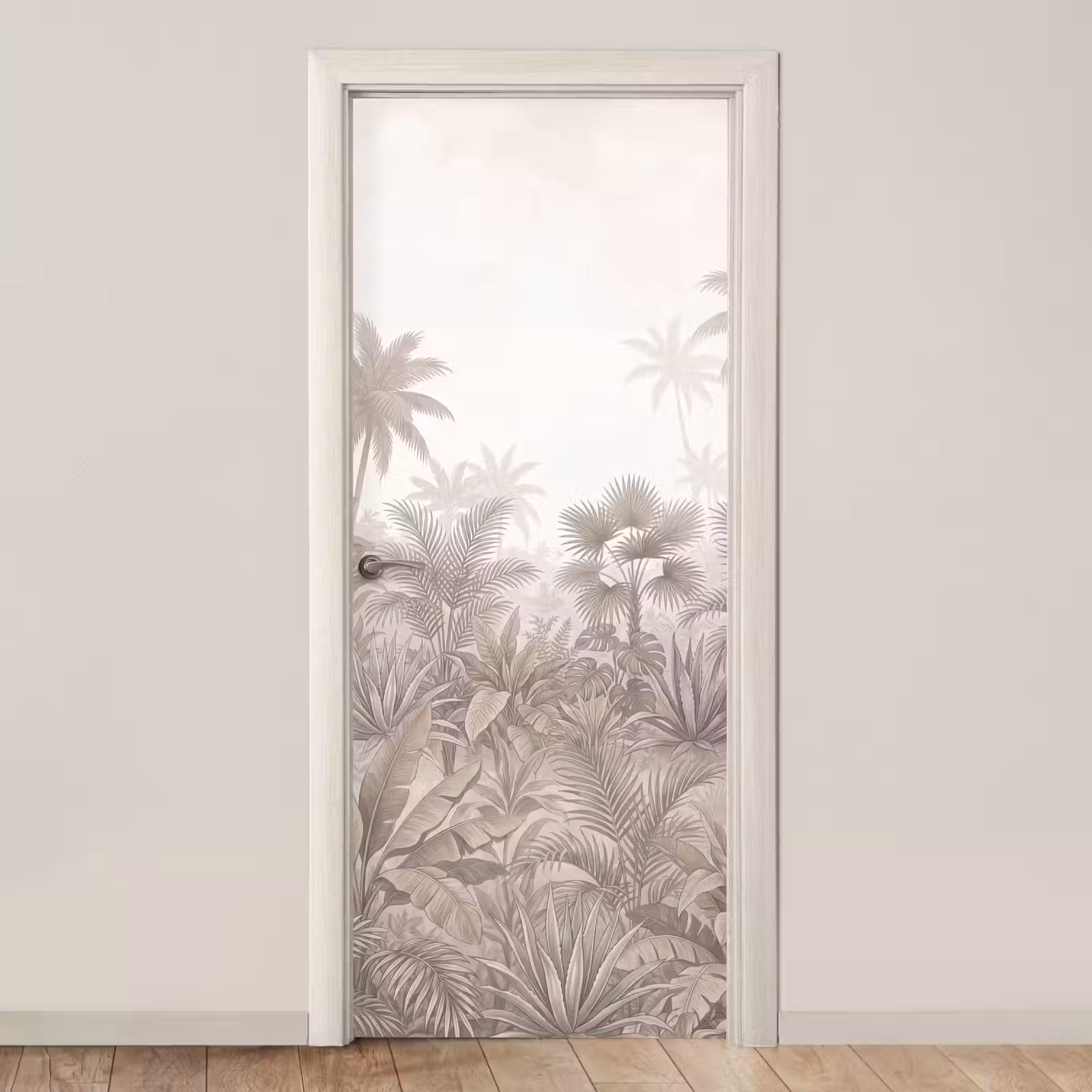 Deursticker - Jungle - Tropisch - Natuur -Vintage - Beige — 1