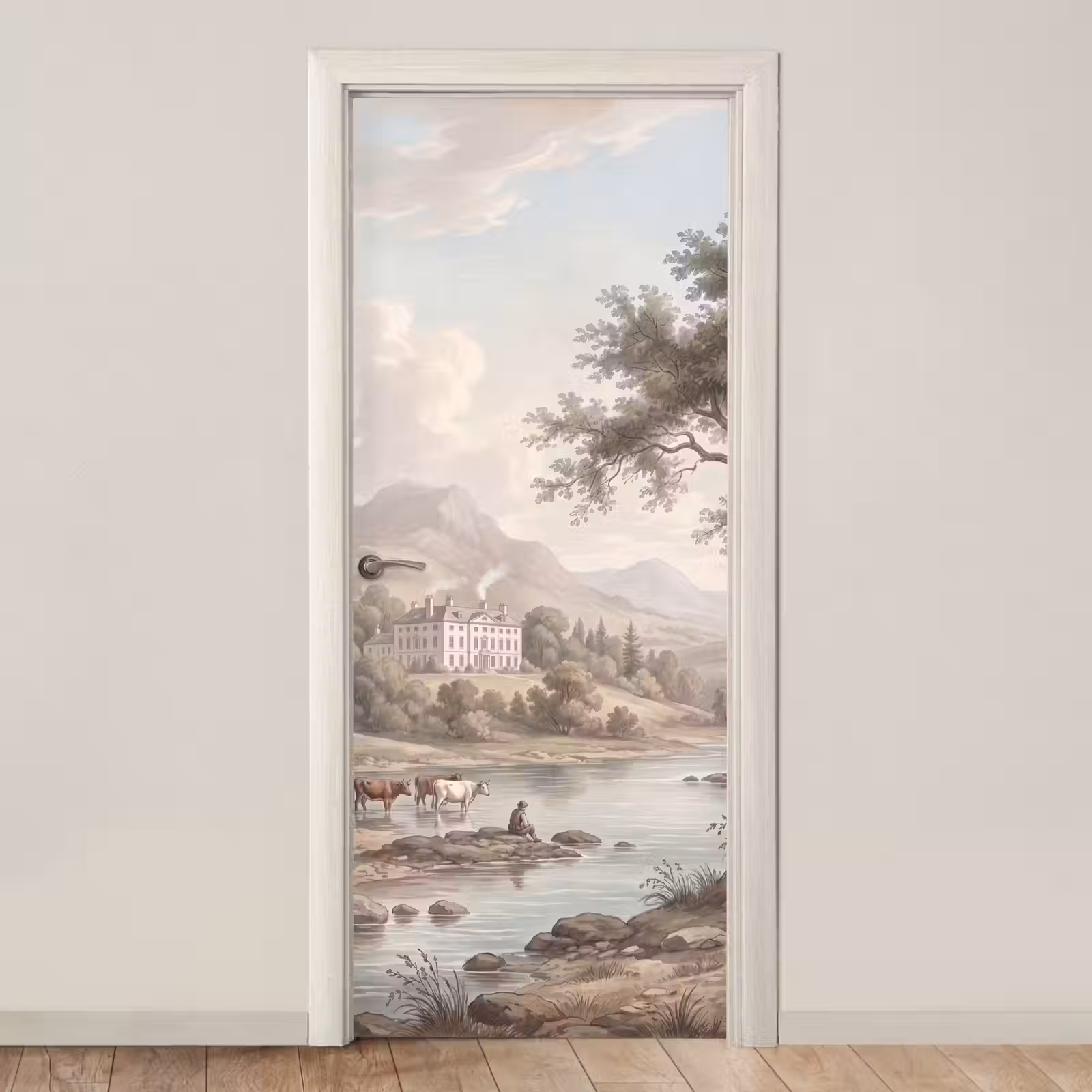 Deursticker - Landhuis - Rivier - Vee — 1