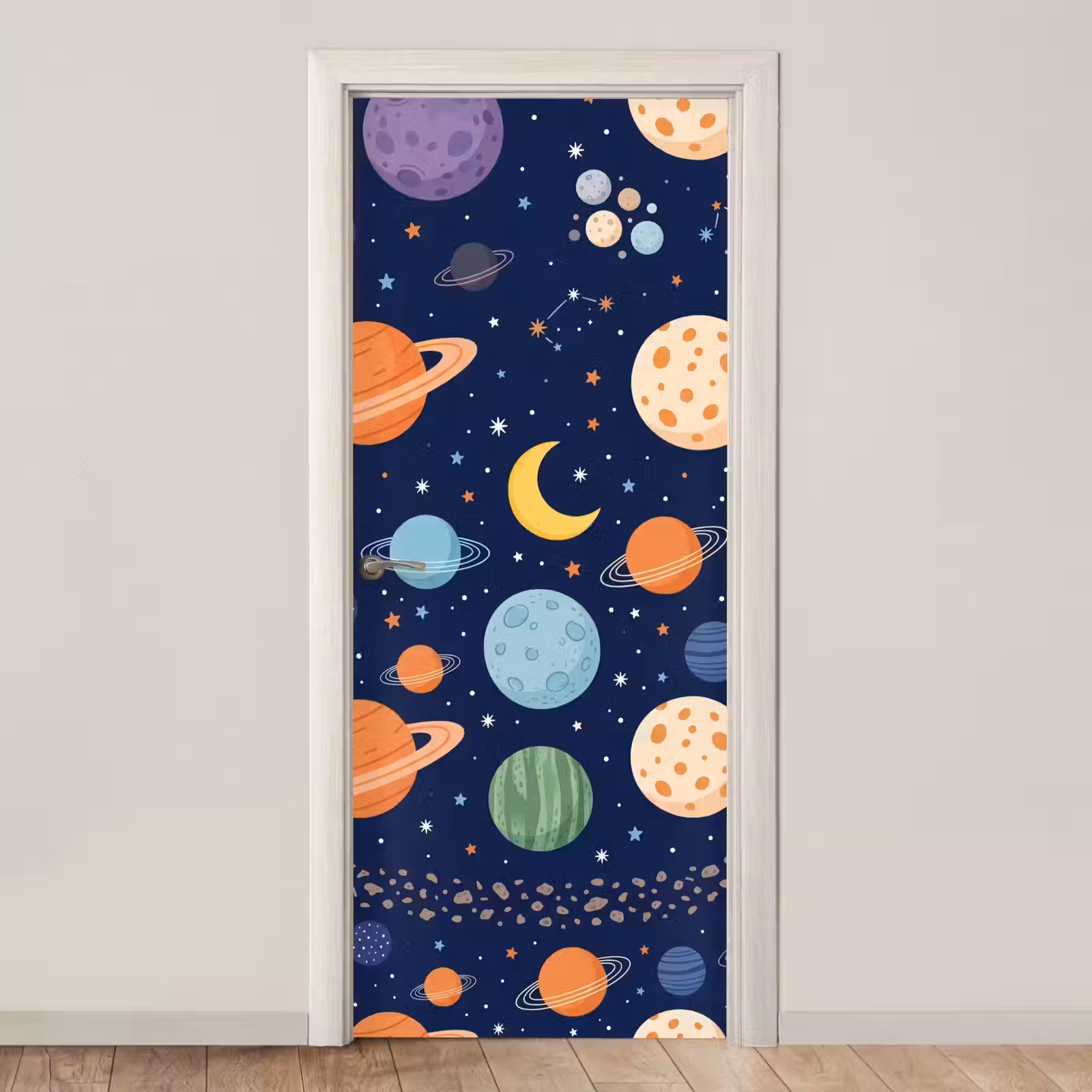 Deursticker - Ruimte - Planeten - Kleurrijk — 1