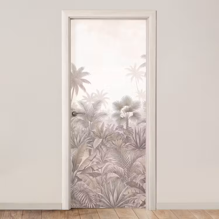 Deursticker - Jungle - Tropisch - Natuur -Vintage - Beige — 1