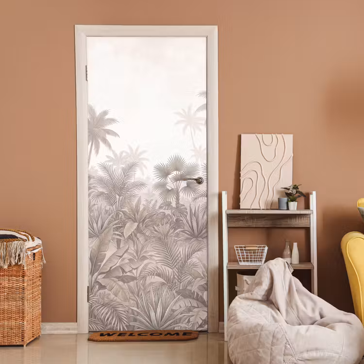 Deursticker - Jungle - Tropisch - Natuur -Vintage - Beige — 2