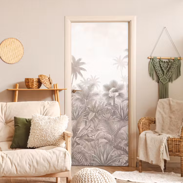 Deursticker - Jungle - Tropisch - Natuur -Vintage - Beige — 4