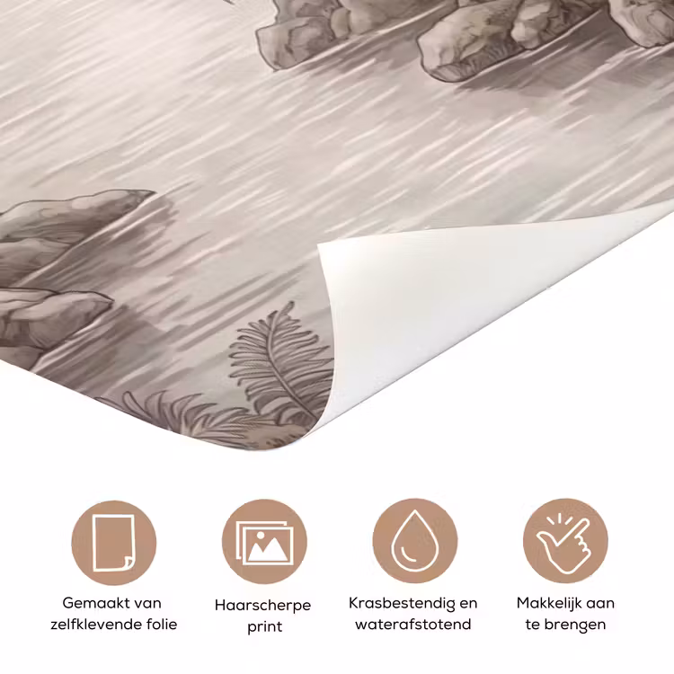 Deursticker - Jungle - Watervallen - Tropisch - Illustratie — 3