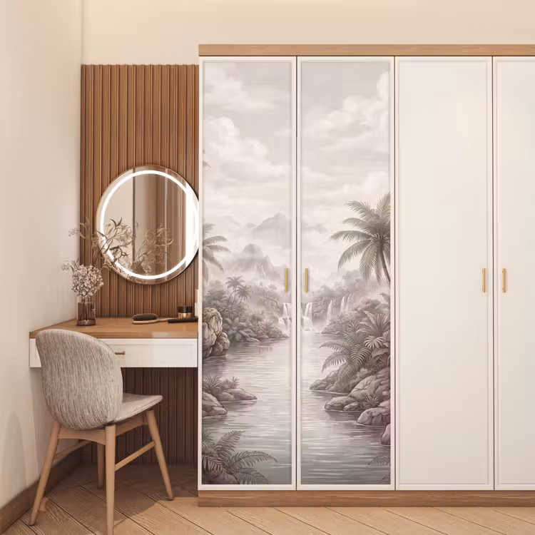 Deursticker - Jungle - Watervallen - Tropisch - Illustratie — 5