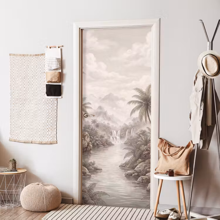 Deursticker - Jungle - Watervallen - Tropisch - Illustratie — 8
