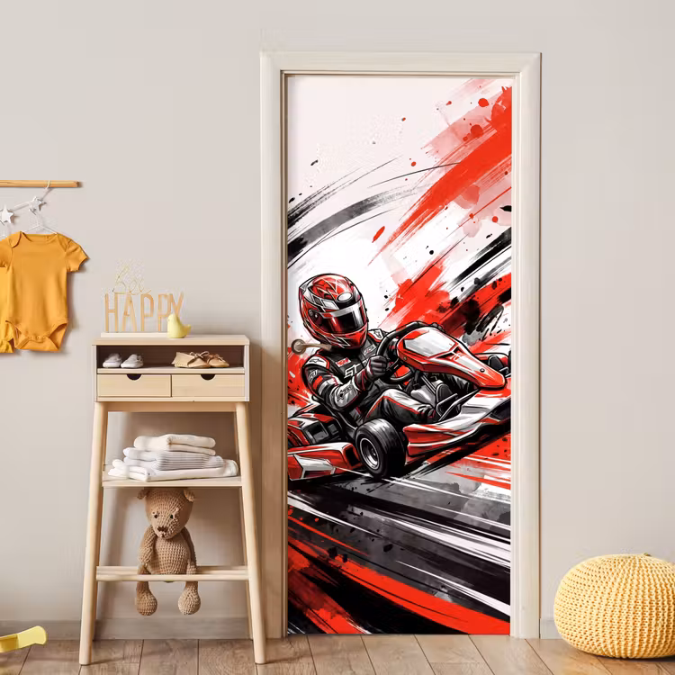Deursticker - Kart - Coureur - Snelheid - Rood — 6