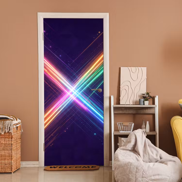 Deursticker - Kruisen - Lasterstralen - Neon — 2