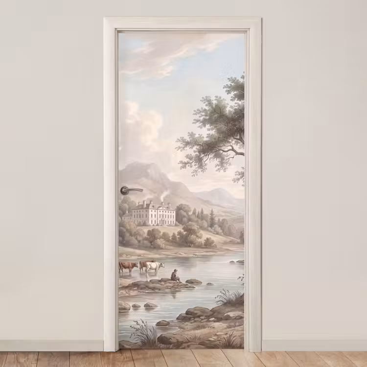 Deursticker - Landhuis - Rivier - Vee — 1