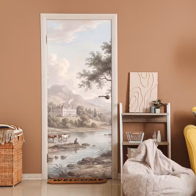 Deursticker - Landhuis - Rivier - Vee — 2