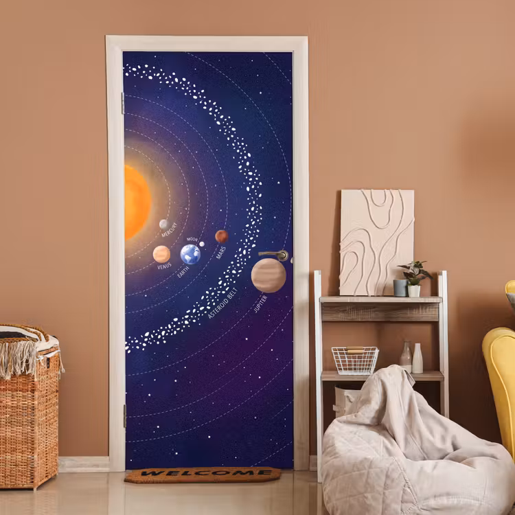 Deursticker - Planetenstelsel - Ruimte - Illustratie — 2
