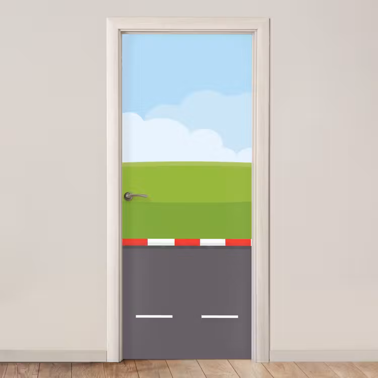 Deursticker - Racebaan - Illustratie - Sport - Kleurrijk — 1