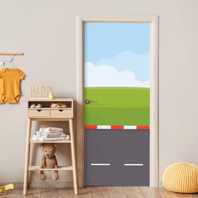Deursticker - Racebaan - Illustratie - Sport - Kleurrijk — 6