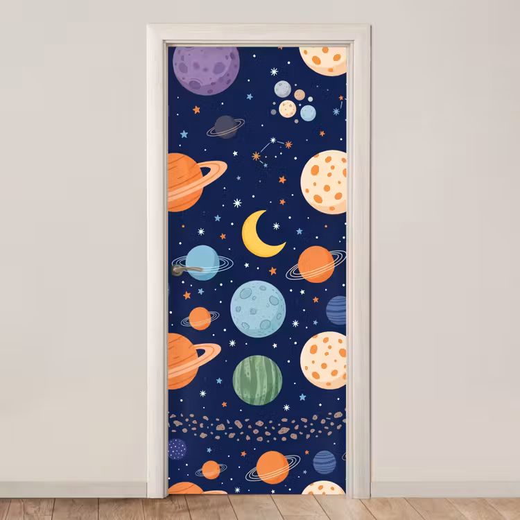 Deursticker - Ruimte - Planeten - Kleurrijk — 1