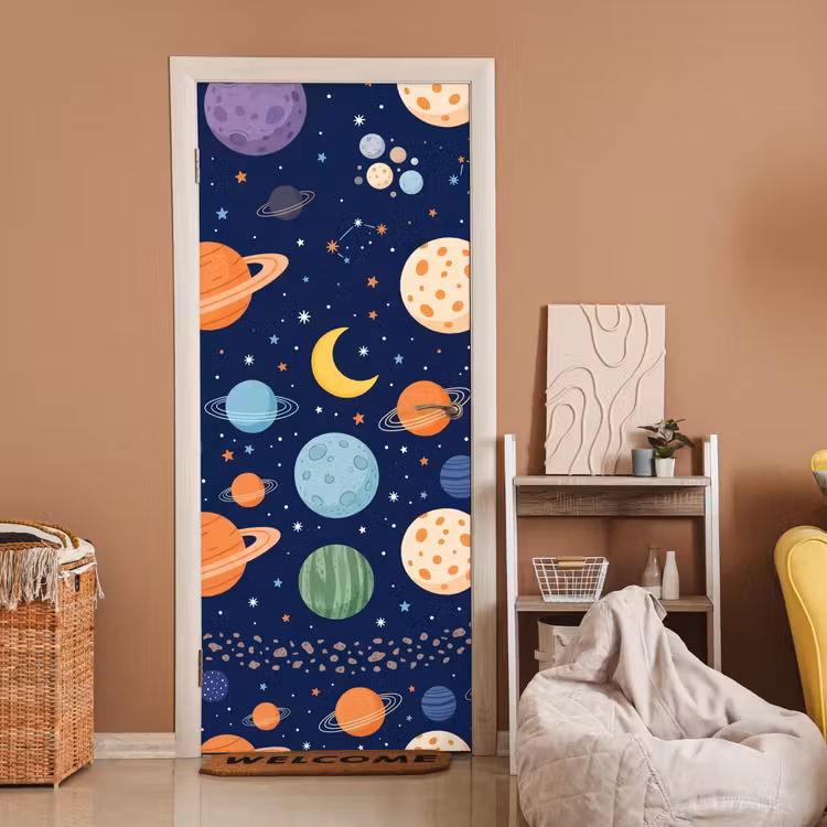 Deursticker - Ruimte - Planeten - Kleurrijk — 2