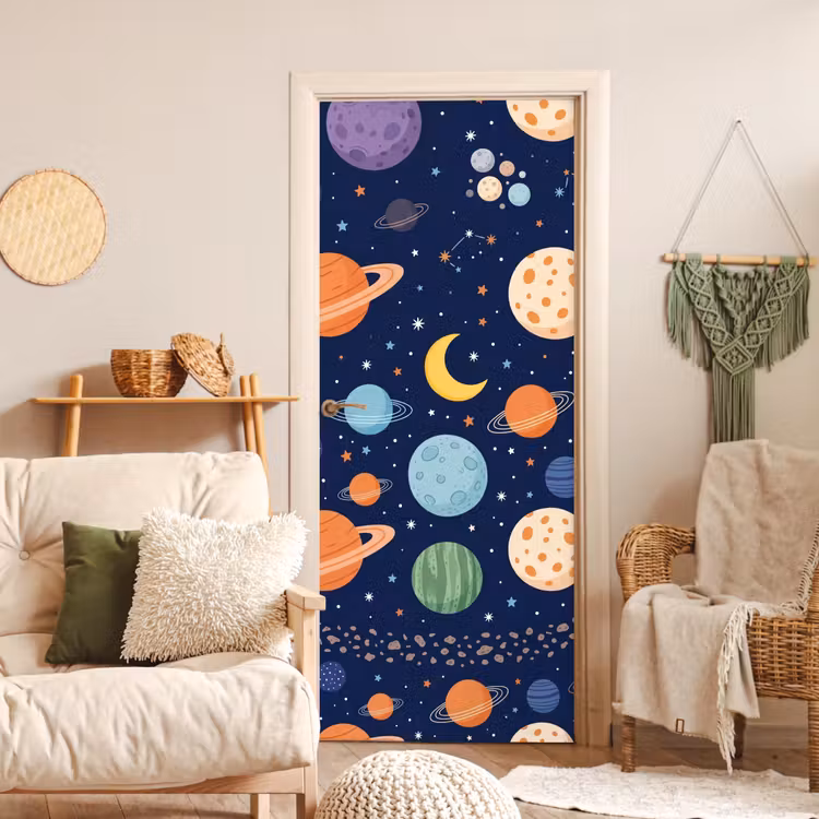 Deursticker - Ruimte - Planeten - Kleurrijk — 4