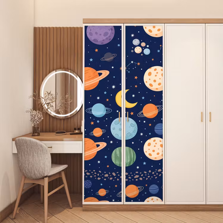 Deursticker - Ruimte - Planeten - Kleurrijk — 5
