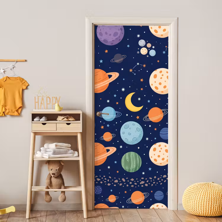 Deursticker - Ruimte - Planeten - Kleurrijk — 6