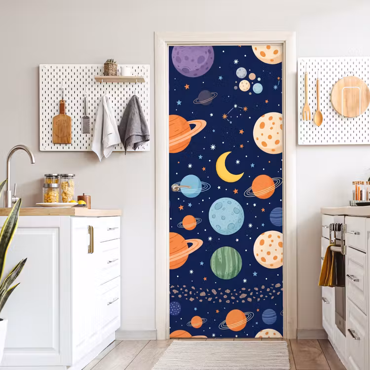 Deursticker - Ruimte - Planeten - Kleurrijk — 7