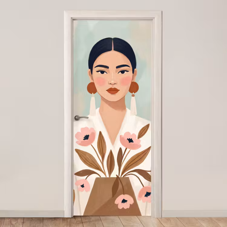 Deursticker - Vrouw - Kimono - Pastel — 1