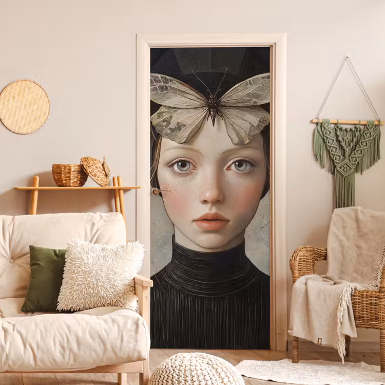 Deursticker - Woman - Butterfly - Art - Classic - Muted — 4