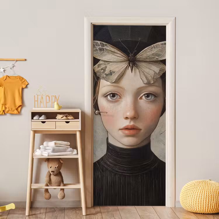 Deursticker - Woman - Butterfly - Art - Classic - Muted — 6