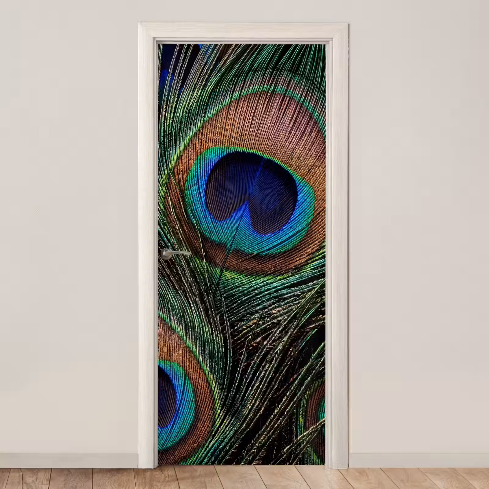 Deursticker - Pauwenveren - Klassiek - Groen — 1