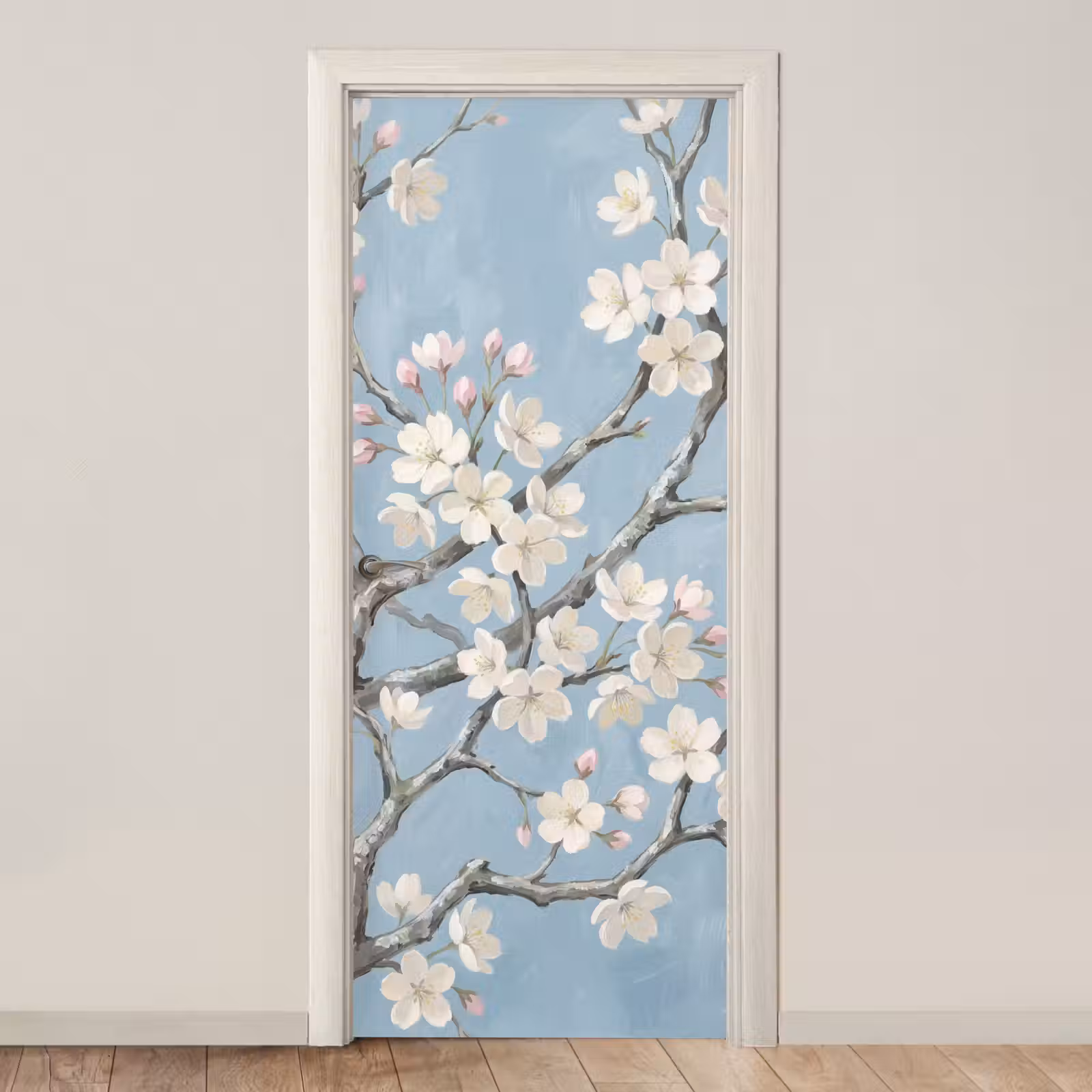 Deursticker - Takken - Kersenbloesem - Blauw — 1