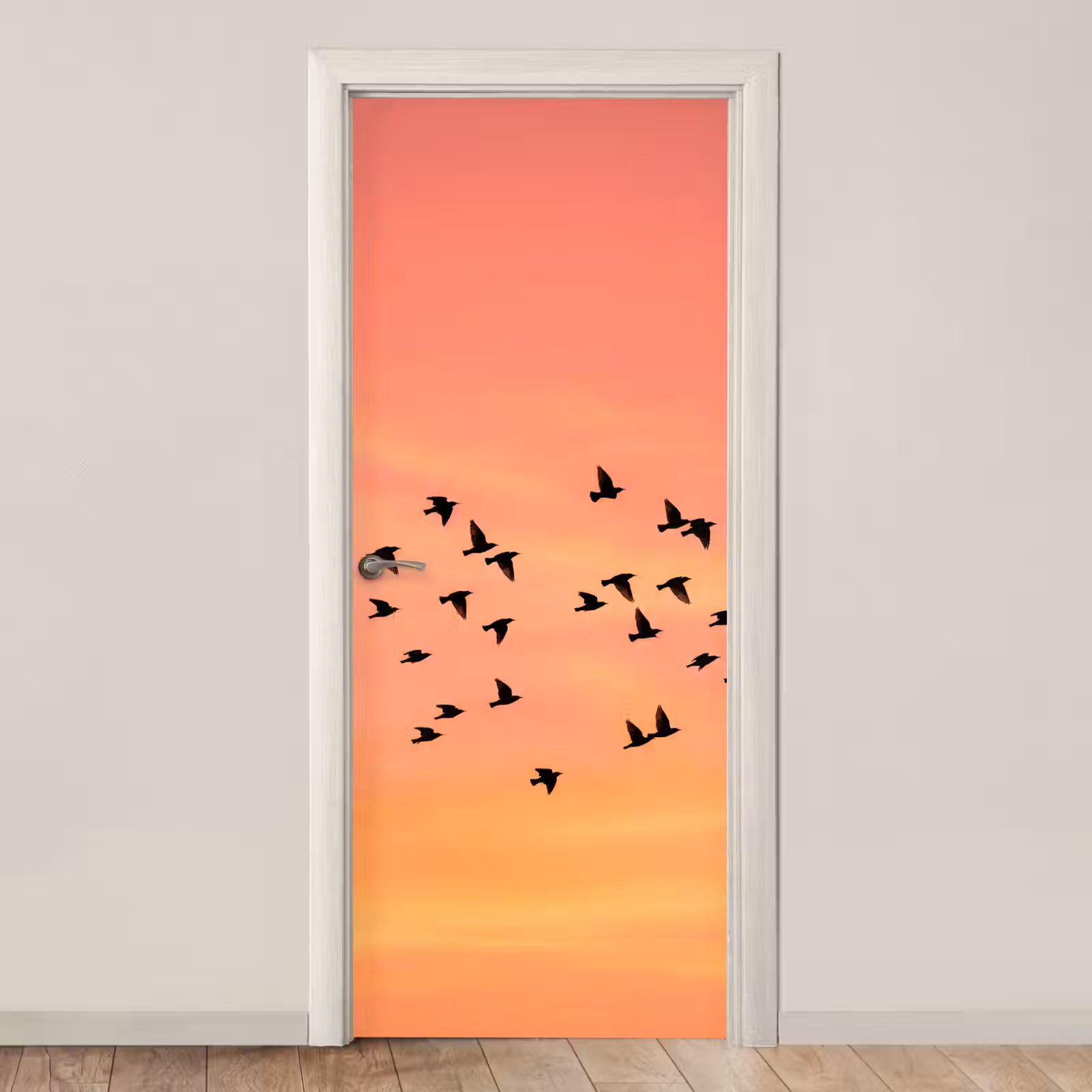 Deursticker - Zwerm - Vogels - Oranje — 1