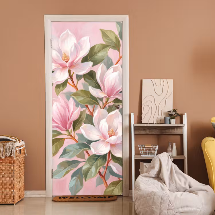 Deursticker - Magnolia's - Patroon - Roze — 2