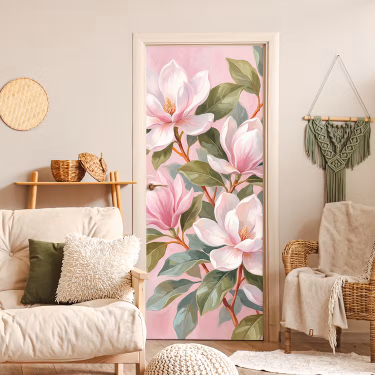 Deursticker - Magnolia's - Patroon - Roze — 4