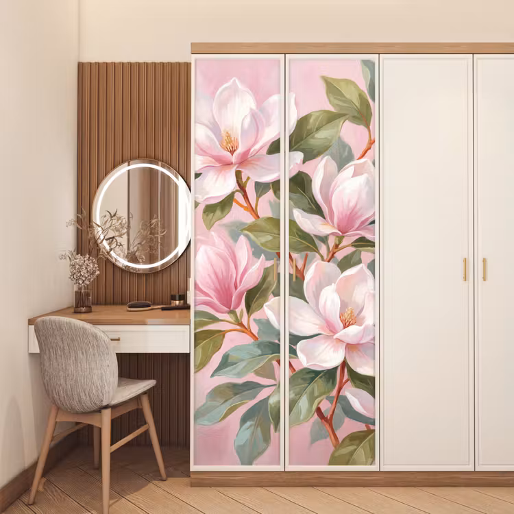 Deursticker - Magnolia's - Patroon - Roze — 5