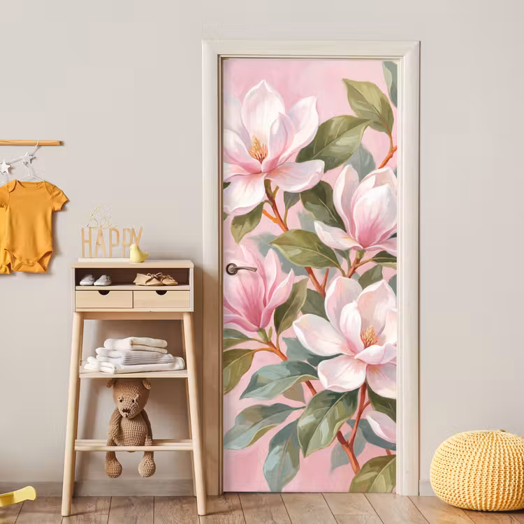 Deursticker - Magnolia's - Patroon - Roze — 6