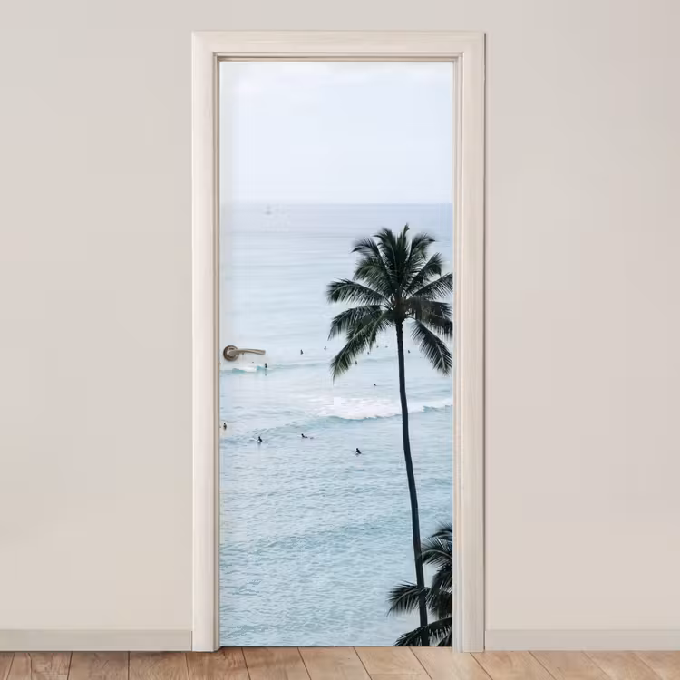 Deursticker - Oceaan - Palmbomen - Surfers — 1