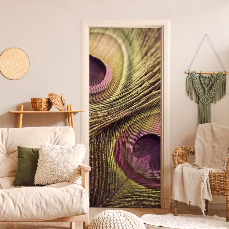 Deursticker - Pauw - Veren - Paars - Groen — 4