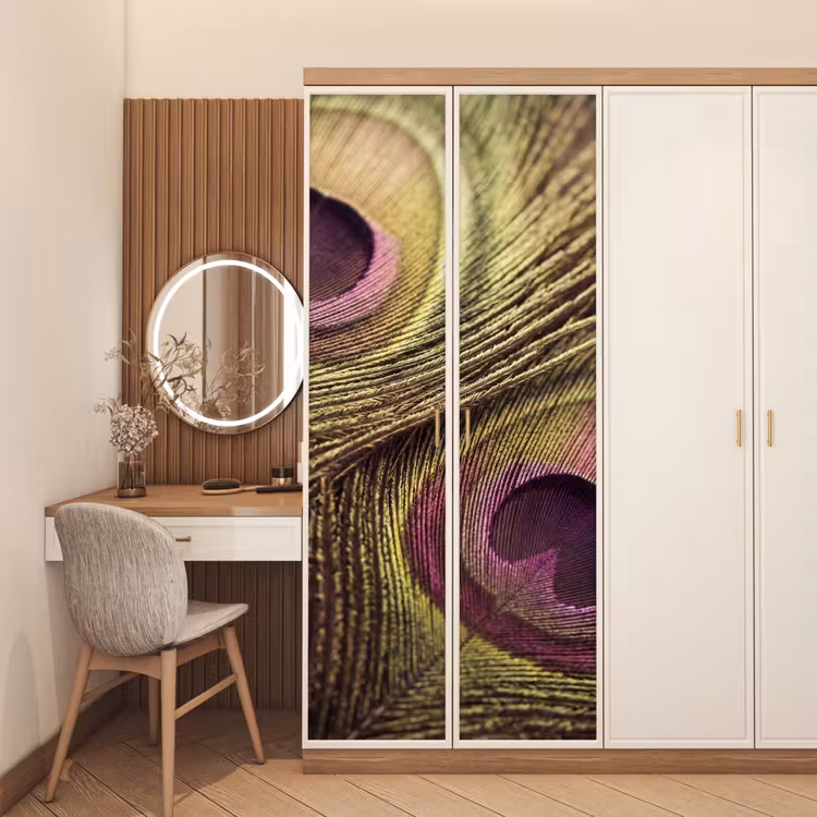 Deursticker - Pauw - Veren - Paars - Groen — 5