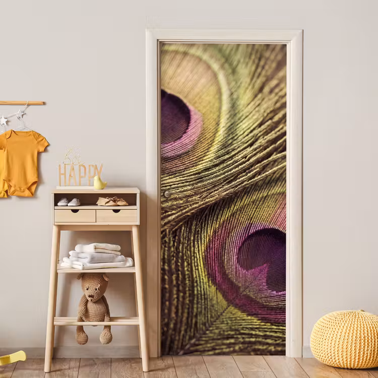 Deursticker - Pauw - Veren - Paars - Groen — 6