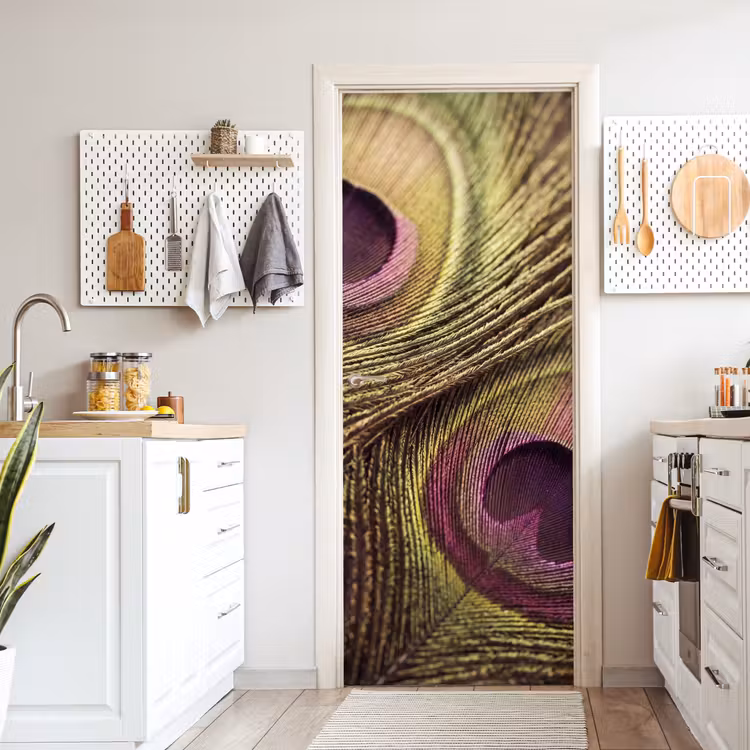 Deursticker - Pauw - Veren - Paars - Groen — 7