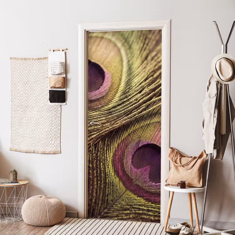 Deursticker - Pauw - Veren - Paars - Groen — 8