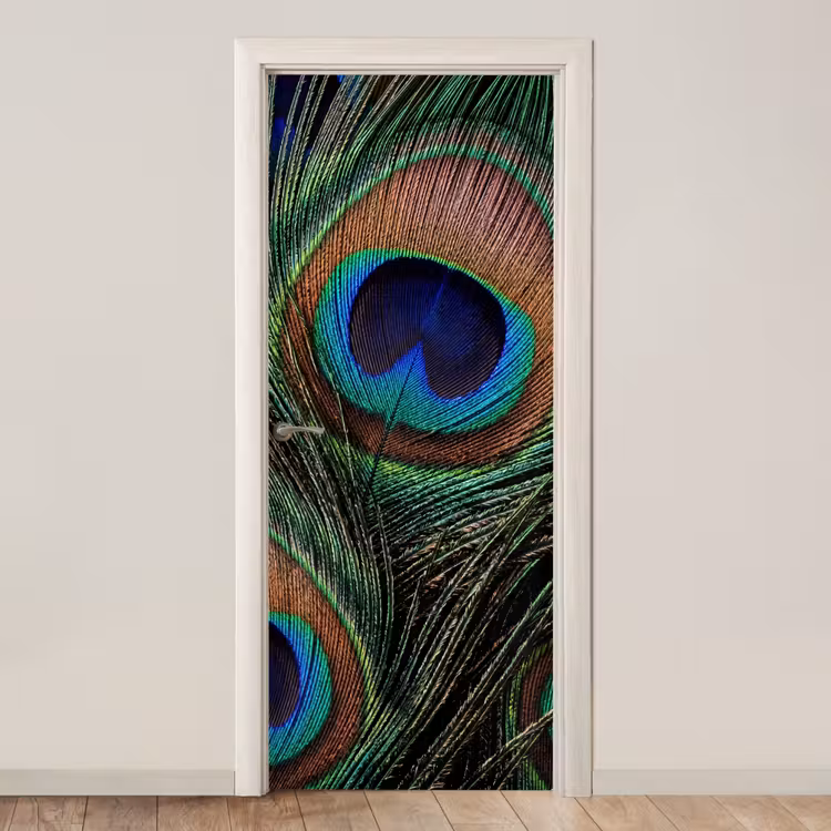 Deursticker - Pauwenveren - Klassiek - Groen — 1