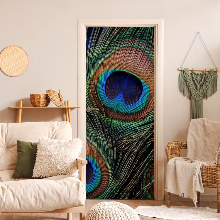Deursticker - Pauwenveren - Klassiek - Groen — 4