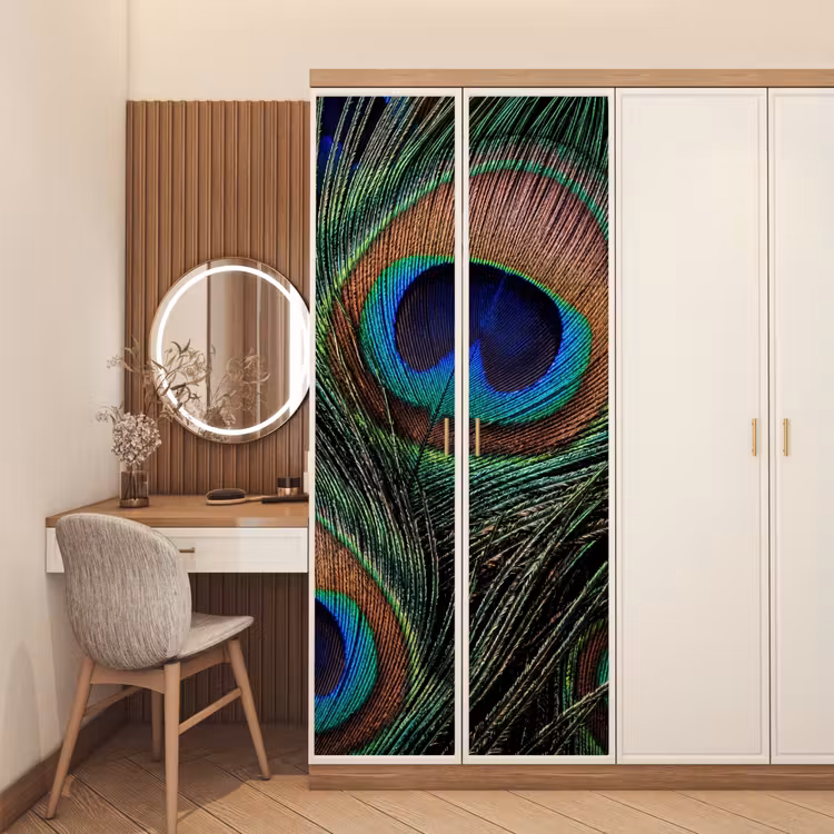 Deursticker - Pauwenveren - Klassiek - Groen — 5