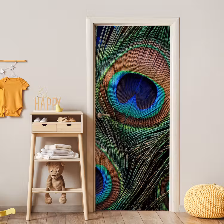 Deursticker - Pauwenveren - Klassiek - Groen — 6