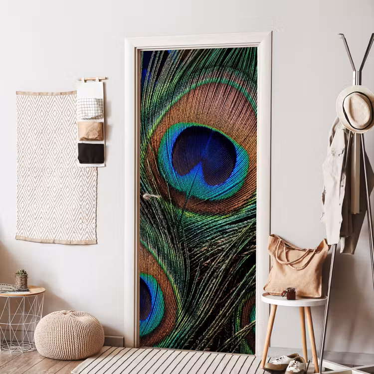 Deursticker - Pauwenveren - Klassiek - Groen — 8